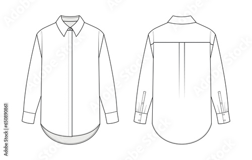 Fashion technical drawing of the oversized shirt