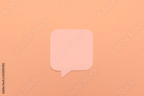 Blank pink speech bubble on...