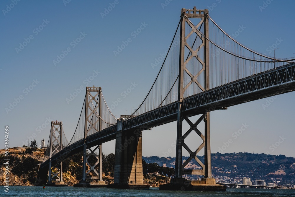 Scenic view of a suspension bridge in San Francisco Scenic view of a suspension bridge in San Francisco