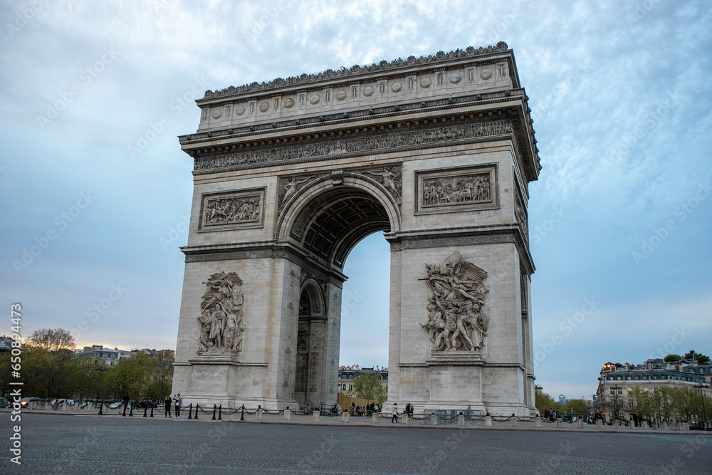 Famous Arc de Triomphe monument in Paris, France