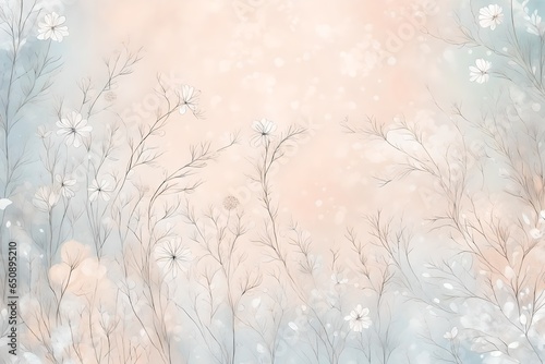 Gorgeous pastel background with very faint Winter floral drawn design.
