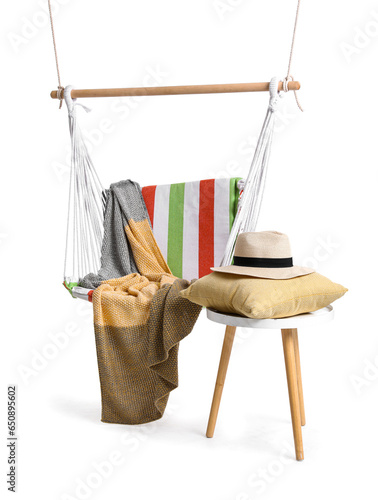 Cozy striped hammock and cu...