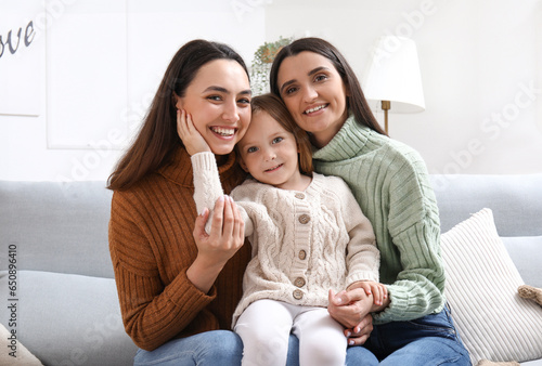 Young lesbian couple with a...