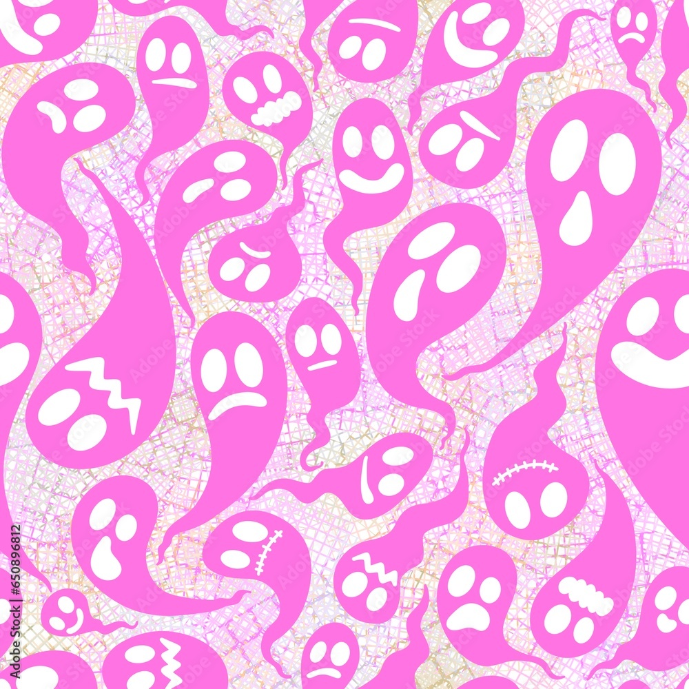 Fototapeta premium Halloween ghost seamless cartoon pattern for wrapping paper and fabrics and linens and kids clothes print