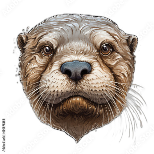 Otters head digital sticker isolated on transparent background