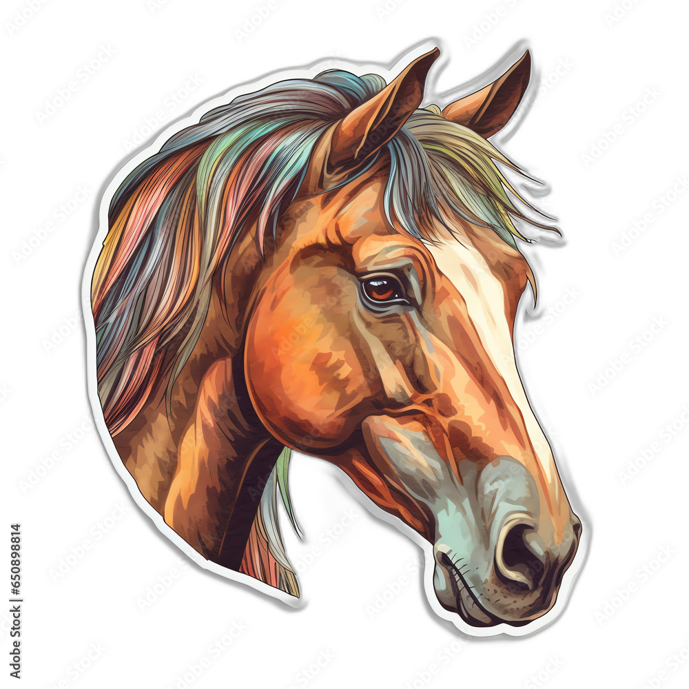 Horses head digital sticker isolated on transparent background