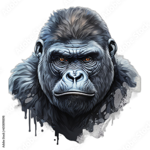 Gorilla head digital sticker isolated on transparent background
