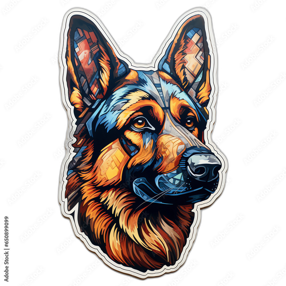 Fototapeta premium German Shepherd head digital sticker isolated on transparent background