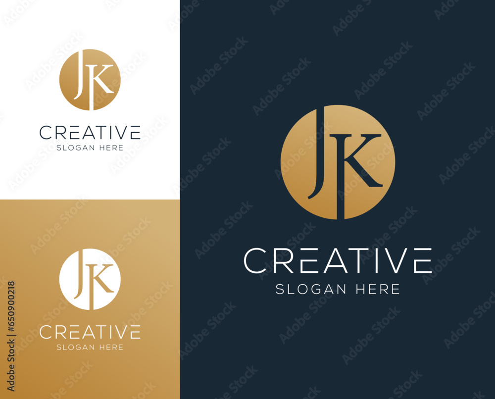 Initial letter JK, KJ logo design vector illustration
