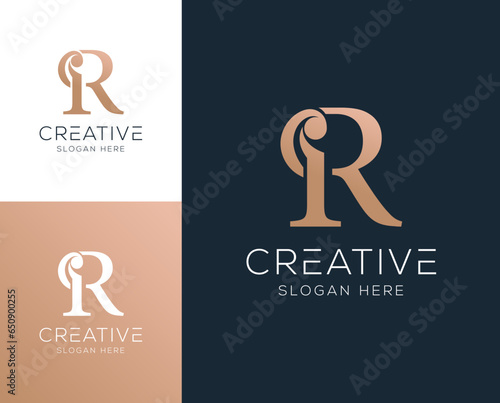 Initial letter IR, RI logo design vector illustration