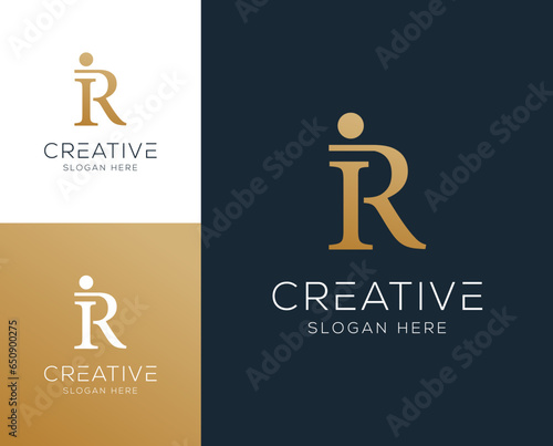 Initial letter IR, RI logo design vector illustration