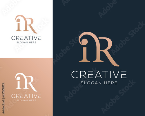 Initial letter IR, RI logo design vector illustration