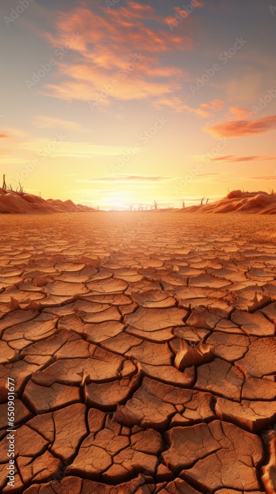 A stunning sunset over a vast desert landscape