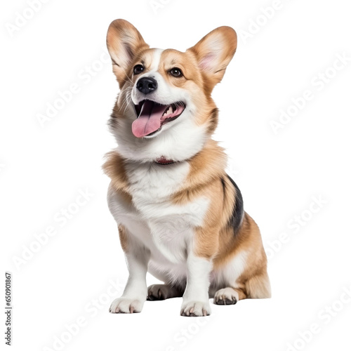 happy playful corgi dog isolated on transparent background