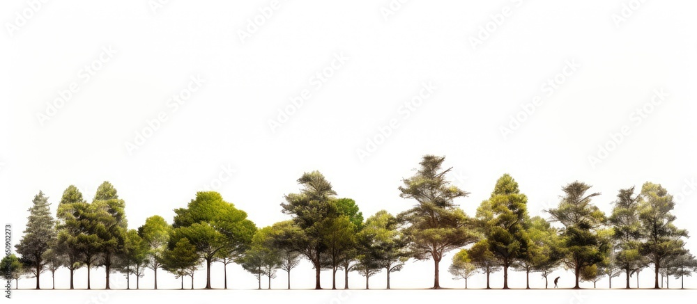 White background with isolated trees