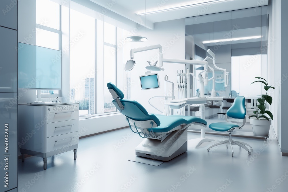A hypermodern treatment room for dentistry. A hypermodern treatment room for dentistry.