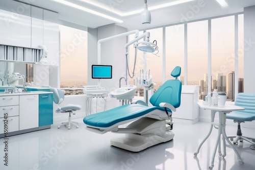A hypermodern treatment room for dentistry. photo