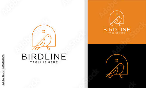 house with bird logo design vector silhouette illustration
