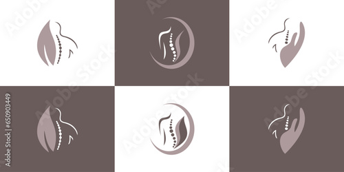 Vector chiropractic icon vector logo design with creative unique set concept premium vector
