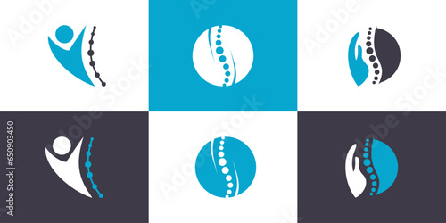 Vector chiropractic icon vector logo design with creative unique set concept premium vector