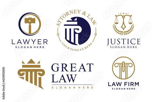 Law logo collection with creative element concept Premium Vector