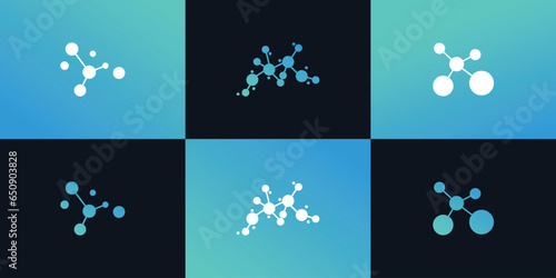 Set of molecul logo collection with creative style Premium Vector