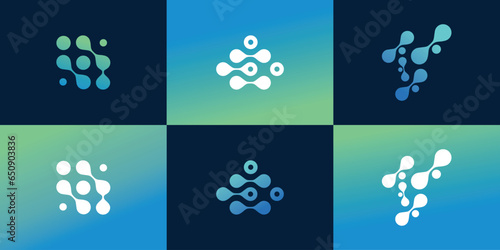 Set of molecul logo collection with creative style Premium Vector
