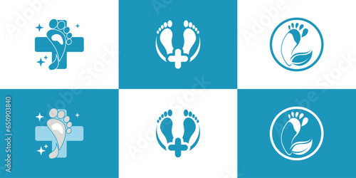 Set of foot logo collection with creative style Premium Vector