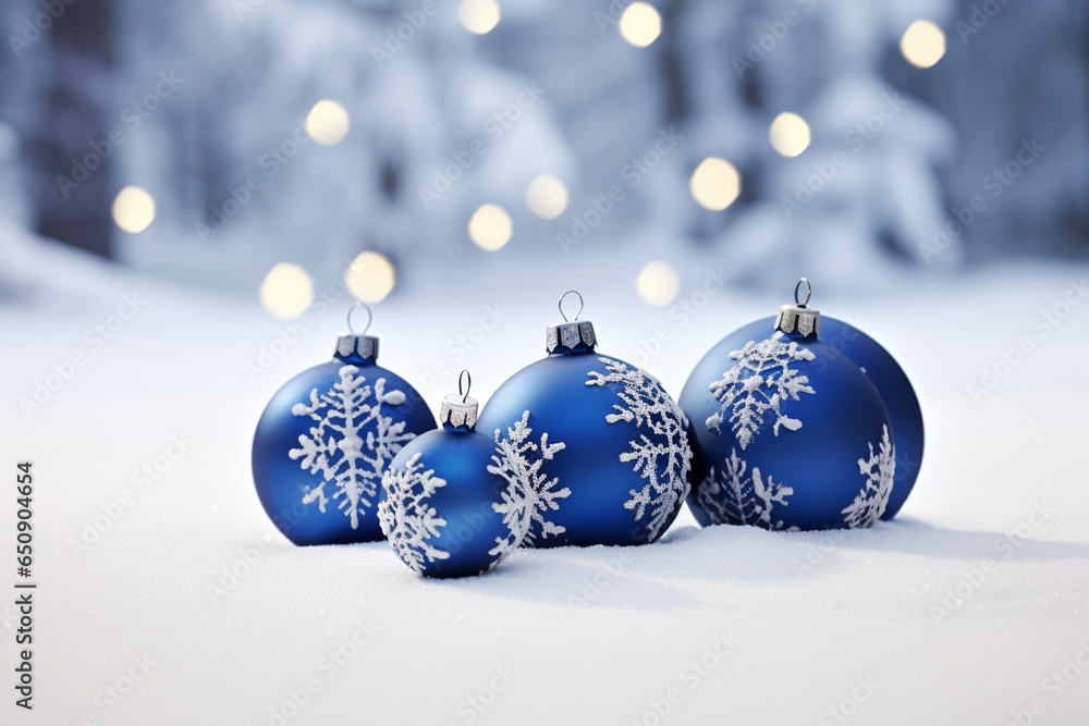 Velvet Royal Blue Ornaments Against White Snow Velvet Royal Blue Ornaments Against White Snow