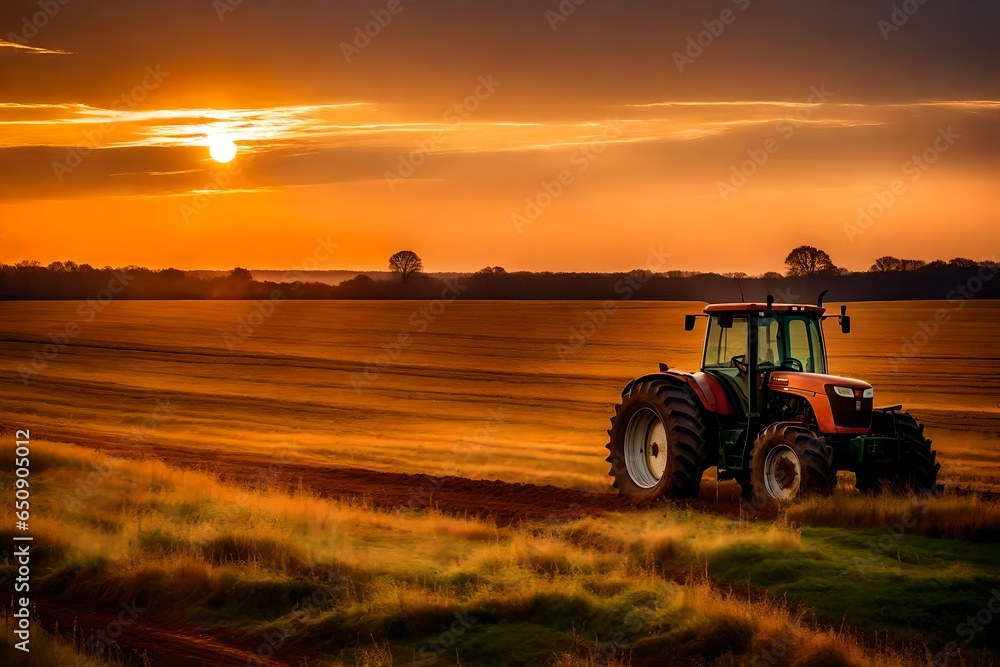 Fototapeta premium In the heart of the countryside, fields become a tapestry of bales of hay, gently drying in the summer sun