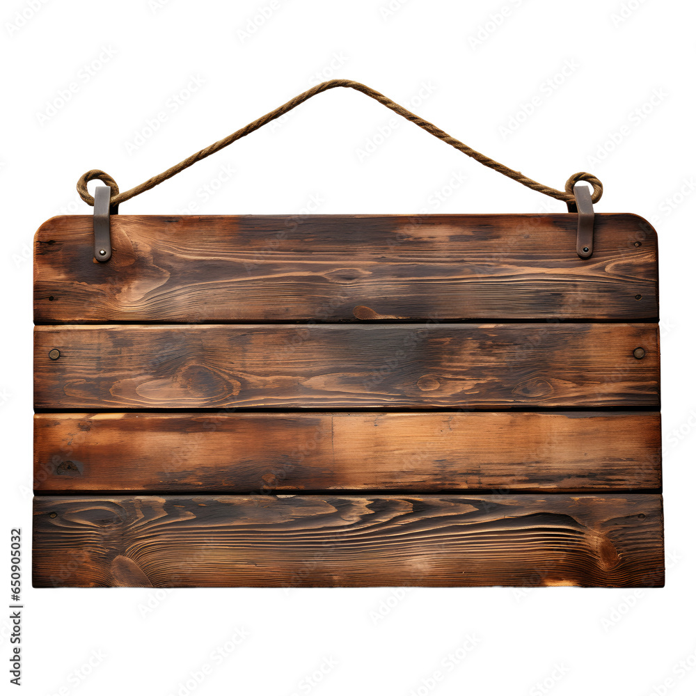 rustic wooden board with ropes