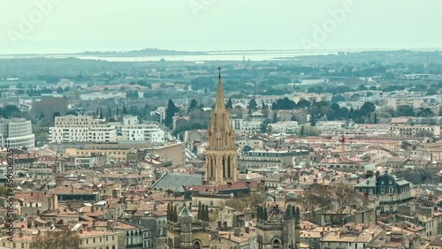 Aerial of Écusson spotlighting Sainte-Anne's spire.
 photo