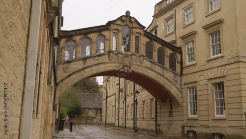 Beautiful bridge of sighs or Hertford bridge. Oxford university buildings complex. United Kingdom