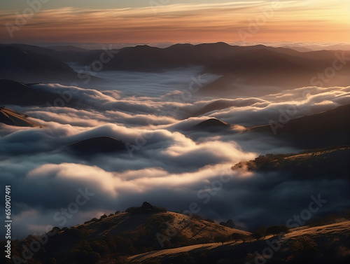 A mesmerizing sea of clouds blanketing a hidden valley