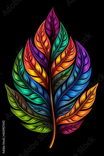 Neon Meditation: Cannabis Leaf Art photo