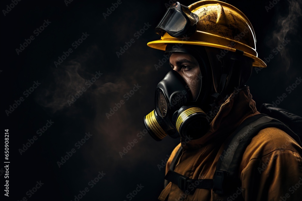 unrecognizable firefighter putting on a gas mask and helmet unrecognizable firefighter putting on a gas mask and helmet