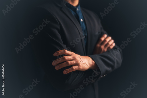 confident businessman investor, Explore the confidence and determination man crossed arms, ambition corporate executive, lawyer banker, consultant agent, businessman wearing suit standing arms crossed