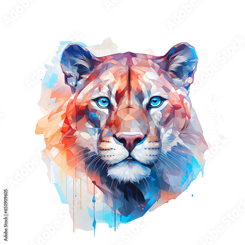 lioness portrait on white background. Can be used for the logo, t-shirt, posters, print design.