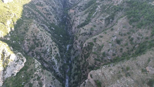 Amazing view over the famous ridomo gorge in mountainous Mani area in Messenia, Peloponnese, Greece