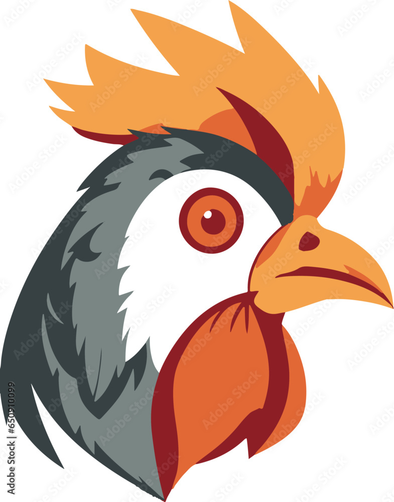 Vector illustration of a chicken head for logo, symbol, sticker, tattoo t-shirt design, simple flat design on a white background Vector illustration of a chicken head for logo, symbol, sticker, tattoo t-shirt design, simple flat design on a white background