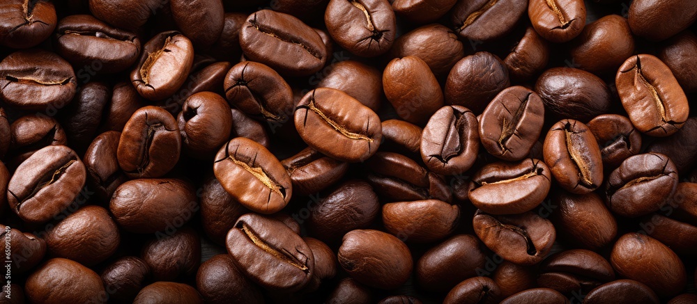 Coffee bean background with energizing java concept and full frame photograph of stacked roasted beans Coffee bean background with energizing java concept and full frame photograph of stacked roasted beans
