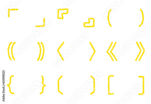 クレヨン素材　手描きの装飾パーツ　カッコセット