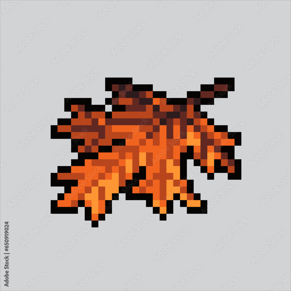 Obraz premium Pixel art illustration Maple Leaf. Pixelated Maple Leaf. Autumn Maple Leaf icon pixelated for the pixel art game and icon for website and video game. old school retro.