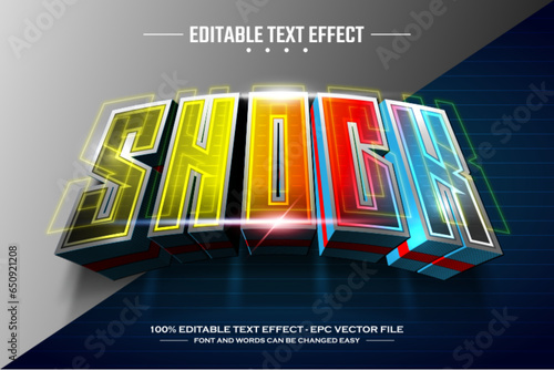 Shock 3D editable text effect template
