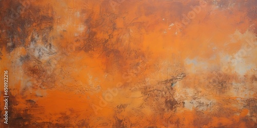 vibrant orange painted surface with playful scratches, solarization charm, Generative AI © avrezn