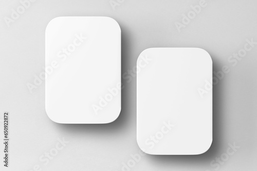 White plastic box for your design and logo, Mock Up. with clipping path. 3D illustration, 3D rendering. 