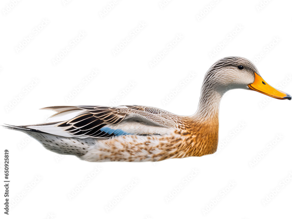 Duck Swimming Serenely, No Background Duck Swimming Serenely, No Background
