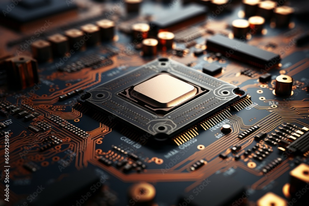 CPU processor or modern chip with selective focus and copy space. Power for machine learning AI concept CPU processor or modern chip with selective focus and copy space. Power for machine learning AI concept