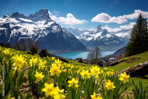 meadow with yellow flowers