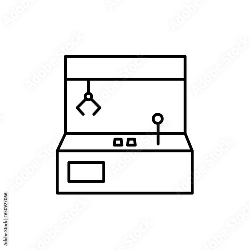 Carnival toy claw crane arcade machine line icon, linear style icon flat illutration on white background..eps